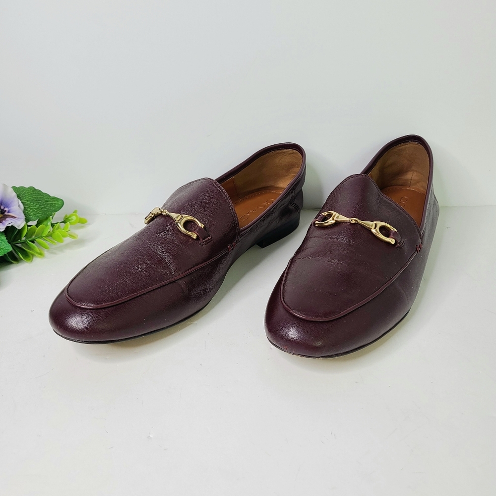 Coach Haley Burgundy Horsebit Detail Genuine Leather Loafers - Picture 4 of 9